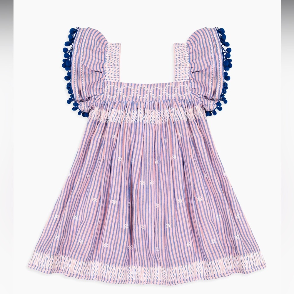 Mer St. Barth Girl's Serena Pom-Pom Dress | Size 2Y